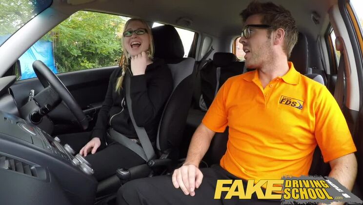 Fake Driving School college student takes a creampie for free lessons