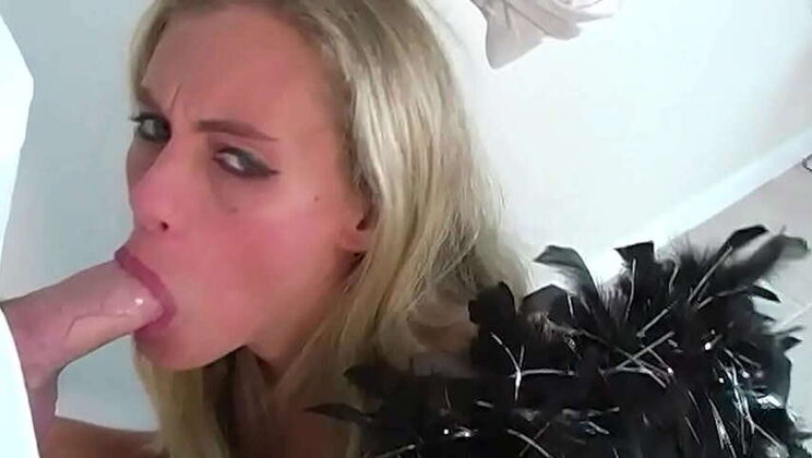 Blonde Slut Witch Gives Mummy a Blowjob and Gets a Massive Facial!