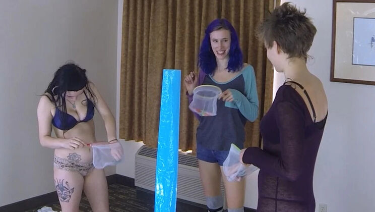 First Time Lesbian Threesome - Aften Opal & Celestina Blooms Strip Naked in Hot Game Bet